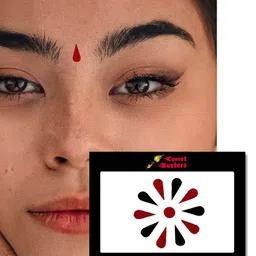 Comet Busters 11 Pcs Reusable Designer Bindis - Black & Maroon image 3