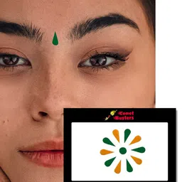 Comet Busters 11 Pcs Reusable Designer Bindis - Green & Mustard Yellow image 3