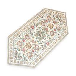 MONKDECOR Cream Coloured & Red  Floral Printed Table Runner image 3