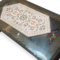 MONKDECOR Cream Coloured & Red  Floral Printed Table Runner image 5
