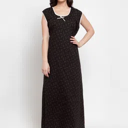 Secret Wish Black & Grey Printed Nightdress-image-88