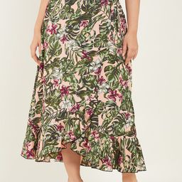 CURVE BY KASSUALLY Floral Printed Wrap Midi Skirt-28