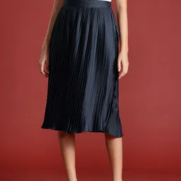 all about you Women Accordion Pleats High Waist Midi Skirt-image-40