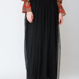 SCORPIUS Women Black Solid Flared Maxi Skirt-image-35