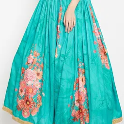 Be Indi Floral Printed Gathered or Pleated Flared Maxi Skirt-picture-5