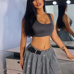 Stylecast X KPOP Grey A-Line Above Knee Skirt-image-75