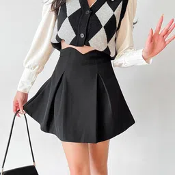 Stylecast X KPOP Black A-Line Above Knee Skirt-picture-36