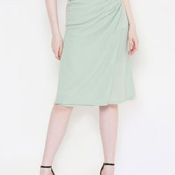 aturabi Women Gathered GreenKnee-Length Skirt-image-44