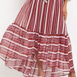Bitterlime Striped Flared Maxi Skirt-picture-19