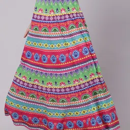 AKS Floral Printed Flared Maxi Skirt-image-69