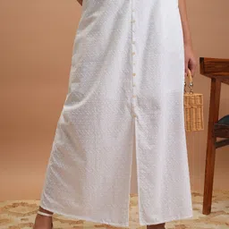 Vishudh White Embroidered Midi Skirt-image-20