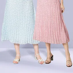 NUEVOSDAMAS Pack Of 2 Floral Printed Georgette Midi Skirts-picture-17