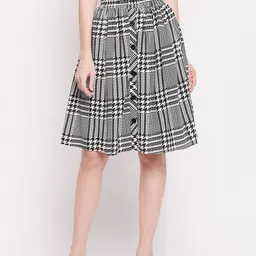 Ruhaans Women Black and White Printed Skirts-image-76