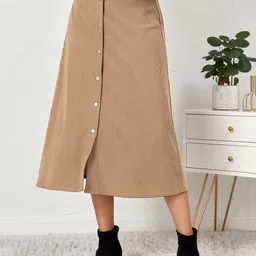 StyleCast x Revolte Women Button Up A-Line Midi Skirt-image-1