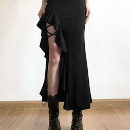 StyleCast Black Flared Midi Skirt-image-45