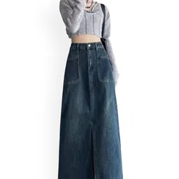 StyleCast Women Front Slit Straight Maxi Skirt-image-16