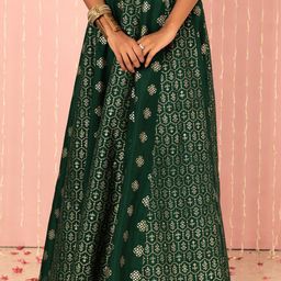INDYA X NIKHIL THAMPI Floral Foil Print Silk Lehenga Skirt-picture-13