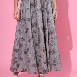 DECKEDUP Printed Flared Maxi Skirt-18