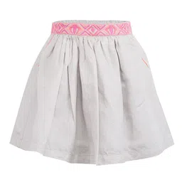 Miyo Girls Silver-Toned Solid Flared Knee Length Skirt-picture-13
