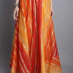 SOUNDARYA Striped Pure Cotton Flared Maxi Skirt-image-70