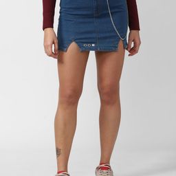 FOREVER 21 Women Blue Solid Mini Skirt-image-48