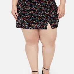 wild U Women Black Embellished Plus Size Straight Mini Skirt-image-88