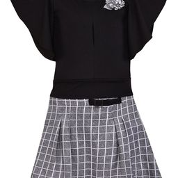Wish Karo Girls Grey & Black Top with Skirt-image-40