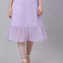 NEUDIS Women Purple Solid Chiffon Self-Design Knee-Length A-Line Skirt-18