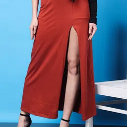 Cation Rustic Charm Straight Maxi Side Slit Skirt-image-14