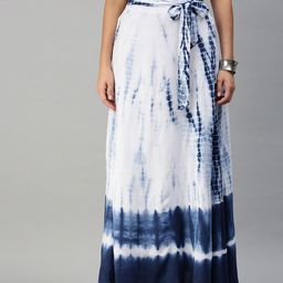 De Moza Women Blue & White Indigo Printed Maxi Skirts-picture-15