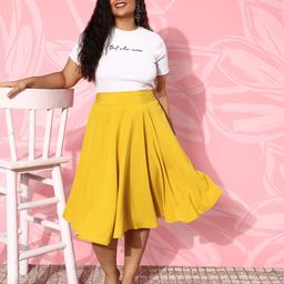 Berrylush Curve Plus Size Flared Skirt-22