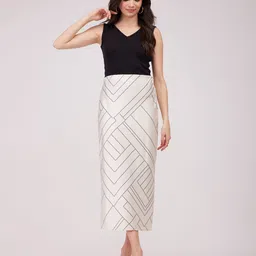 FableStreet Printed Side Slit Pencil Midi Skirts-picture-20