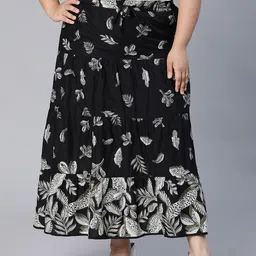 Oxolloxo Sublime Printed Plus Size Flared Maxi Skirt image 1