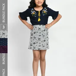 BAESD Girls Pack Of 3 Mini A-Line Pure Cotton Skirts-image-102