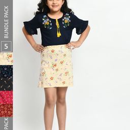 BAESD Girls Pack Of 5 Mini A-Line Pure Cotton Skirts-image-61