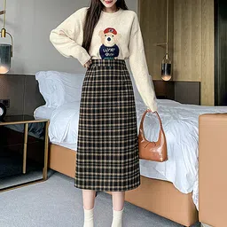 LULU & SKY Checked A-line Skirt image 2
