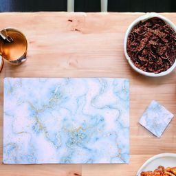 Kuber Industries Blue 12-Pieces Printed Table Placemat & Coasters Set image 1