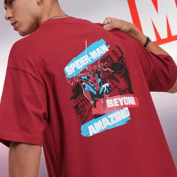 HIGHLANDER Men Spider Man Printed Oversized Drop Shoulder Sleeves Cotton Tshirt-image-50