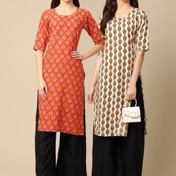 KALINI Women Multicoloured Pack of 2  Digital Printed Straight Kurtas-picture-19