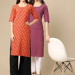 KALINI Women Multicoloured PACK OF 2Digital Printed Straight Kurtas-image-75