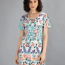 NEUDIS Abstract Printed Short Sleeves Bodycon Dress-image-1