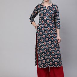 Nayo Women Blue & Red Ethnic Motifs Printed Kurta-16
