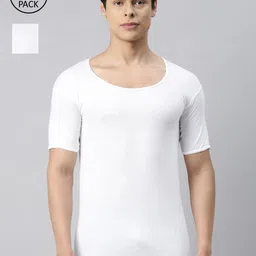VIP Men Pack Of 2 White Solid Pure Cotton Innerwear Vests-image-10