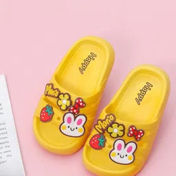 Yellow Bee Girls Bunny Embellished Sliders-13