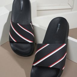Mast & Harbour Men Black Rubber Sliders-image-48