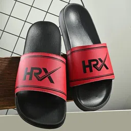 HRX by Hrithik Roshan Men Red & Black Brand Logo Printed Sliders-picture-11