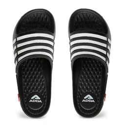 Adda Men Black & White Striped Sliders-image-73