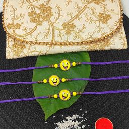 CRAYTON Set Of 3 3D Smiley Rakhi With Roli Chawal & Purse-image-6