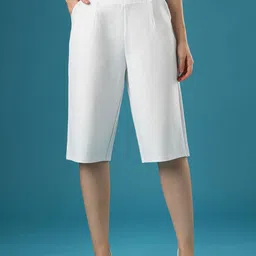 Globus Women Relaxed Fit High Rise Stretchable Flat Front Culottes-picture-0
