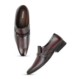 Regal Men Textured Leather Formal Loafers-image-80